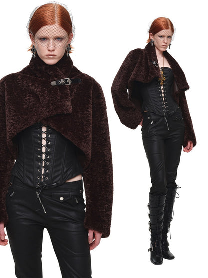 Retro Leopard Print Shorts Belted Long-Sleeve Fur Jacket【s0000018640】