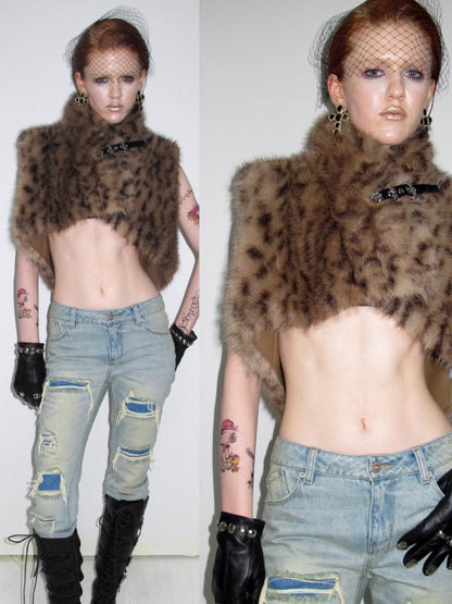 Ultra-Short Belt Sleeveless Fur Vest【s0000018641】