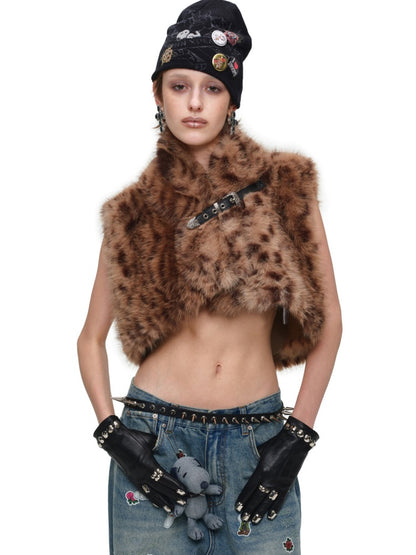 Ultra-Short Belt Sleeveless Fur Vest【s0000018641】