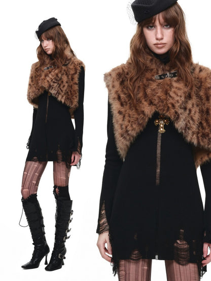 Ultra-Short Belt Sleeveless Fur Vest【s0000018641】