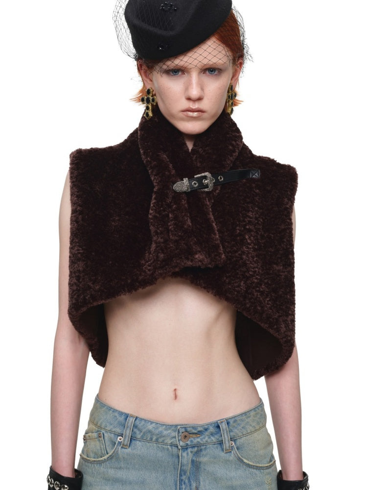 Ultra-Short Belt Sleeveless Fur Vest【s0000018641】