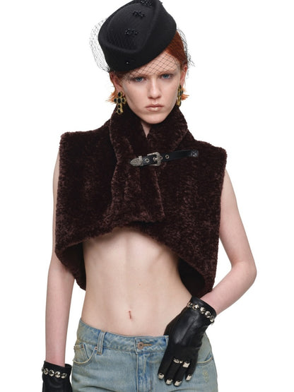 Ultra-Short Belt Sleeveless Fur Vest【s0000018641】