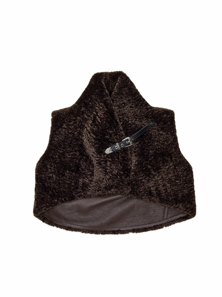 Ultra-Short Belt Sleeveless Fur Vest【s0000018641】
