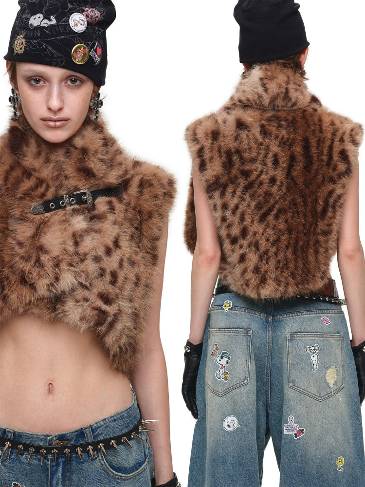 Ultra-Short Belt Sleeveless Fur Vest【s0000018641】