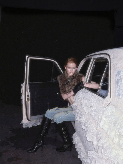 Ultra-Short Belt Sleeveless Fur Vest【s0000018641】