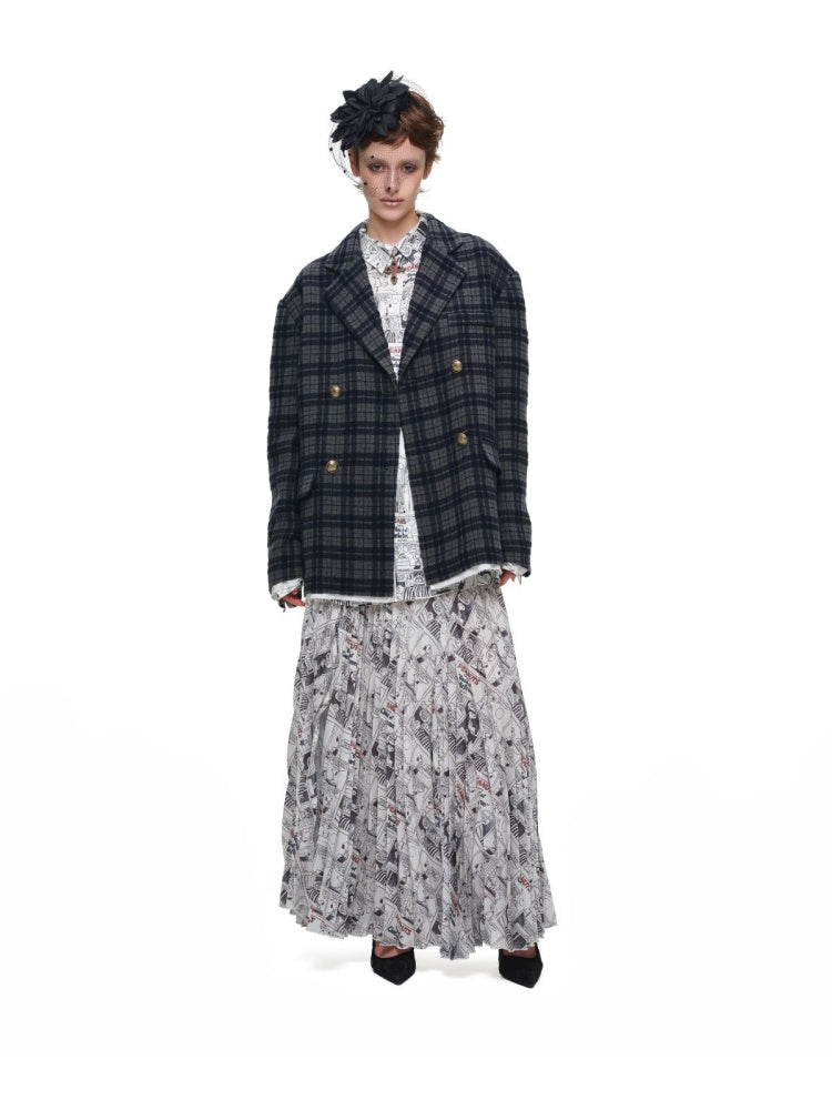 Vintage Plaid Loose Suit Wool Jacket【s0000018642】