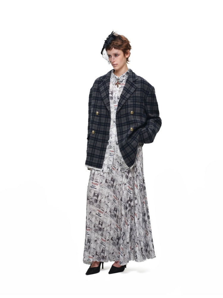 Vintage Plaid Loose Suit Wool Jacket【s0000018642】