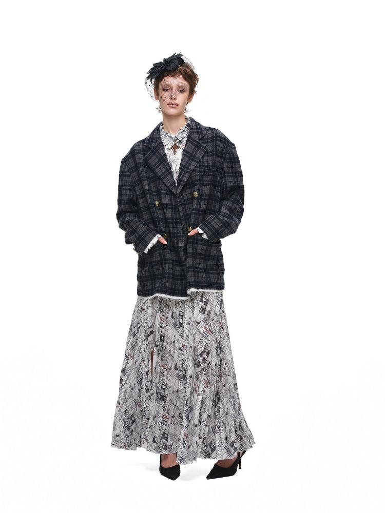 Vintage Plaid Loose Suit Wool Jacket【s0000018642】