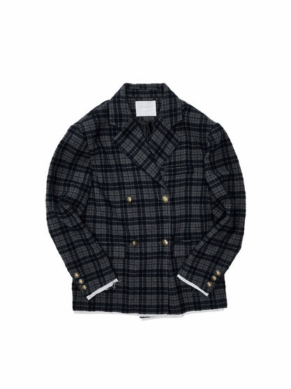 Vintage Plaid Loose Suit Wool Jacket【s0000018642】