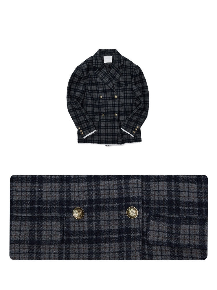 Vintage Plaid Loose Suit Wool Jacket【s0000018642】