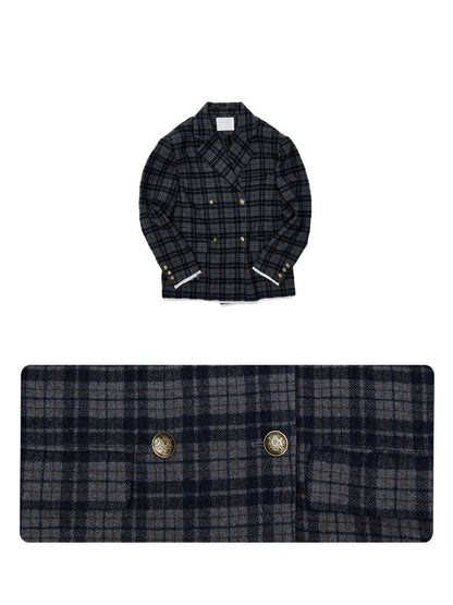 Vintage Plaid Loose Suit Wool Jacket【s0000018642】
