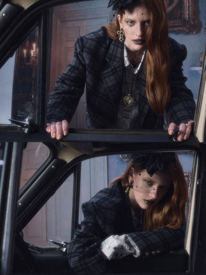 Vintage Plaid Loose Suit Wool Jacket【s0000018642】