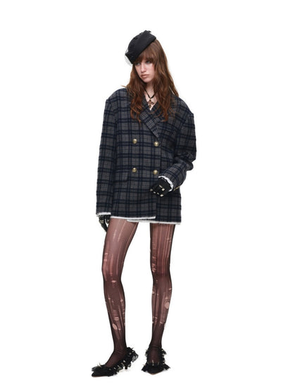 Vintage Plaid Loose Suit Wool Jacket【s0000018642】