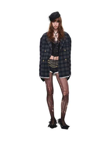 Vintage Plaid Loose Suit Wool Jacket【s0000018642】