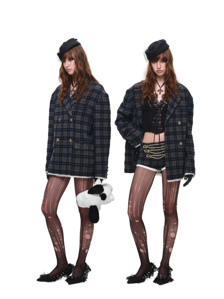 Vintage Plaid Loose Suit Wool Jacket【s0000018642】