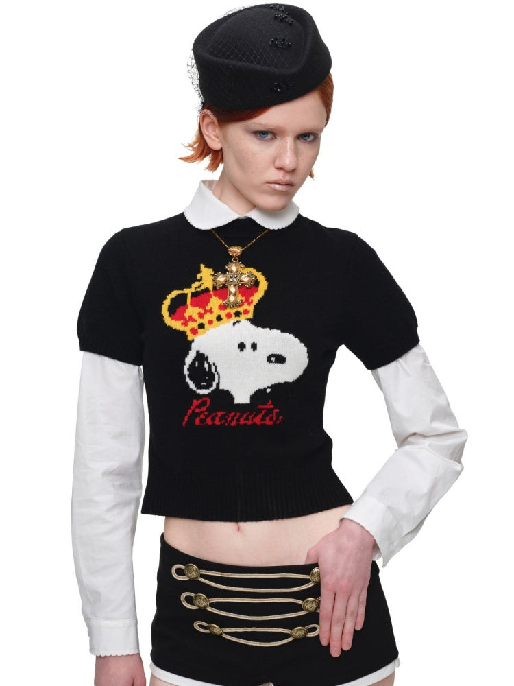 1JINN STUDIO x Snoopy Collaboration Jacquard Pullover Sweater Knitwear【s0000018643】