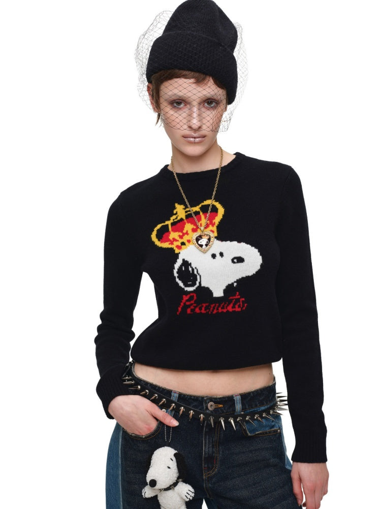 1JINN STUDIO x Snoopy Collaboration Jacquard Pullover Sweater Knitwear【s0000018643】