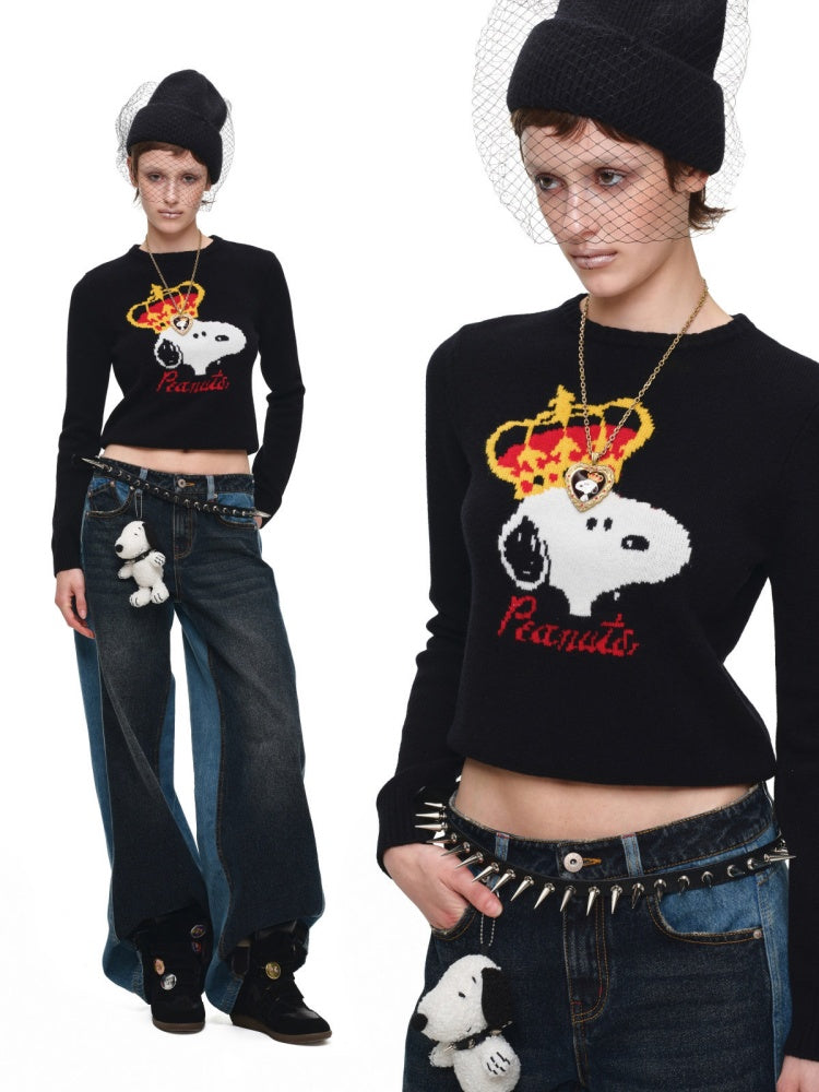 1JINN STUDIO x Snoopy Collaboration Jacquard Pullover Sweater Knitwear【s0000018643】