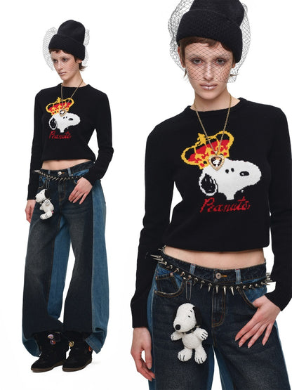 1JINN STUDIO x Snoopy Collaboration Jacquard Pullover Sweater Knitwear【s0000018643】