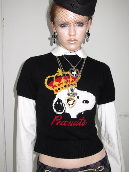 1JINN STUDIO x Snoopy Collaboration Jacquard Pullover Sweater Knitwear【s0000018643】