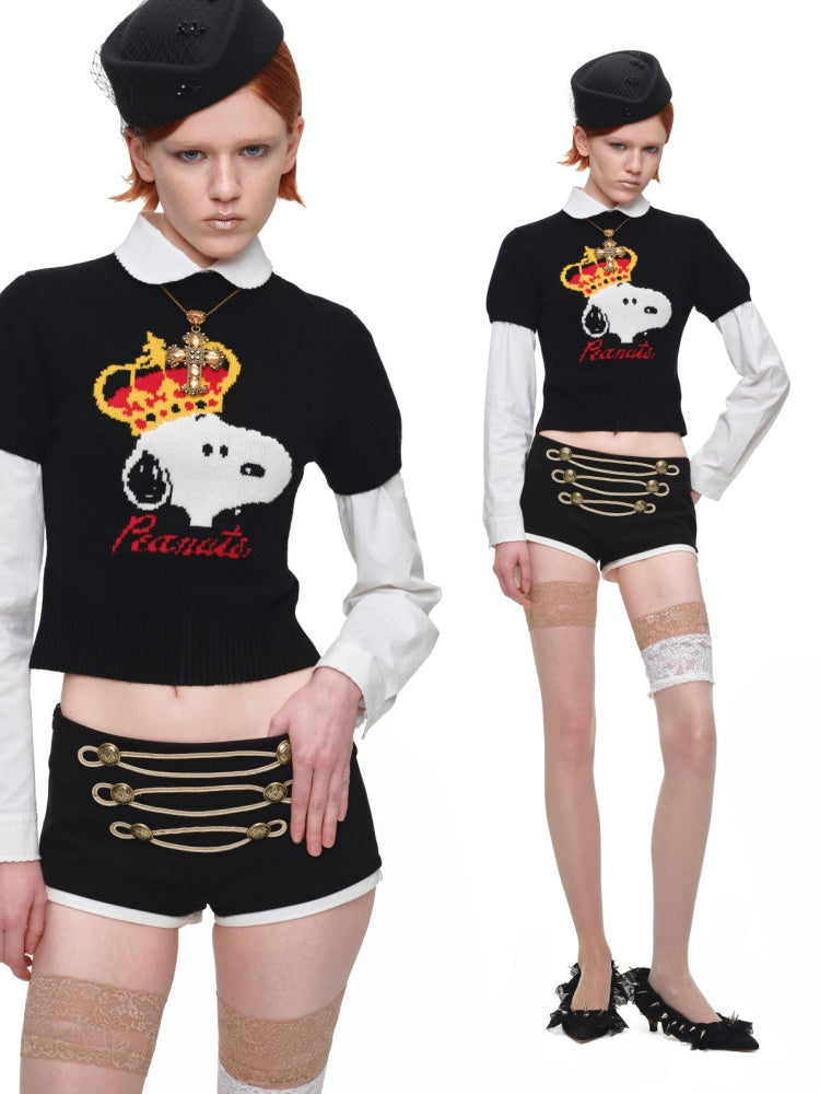 1JINN STUDIO x Snoopy Collaboration Jacquard Pullover Sweater Knitwear【s0000018643】