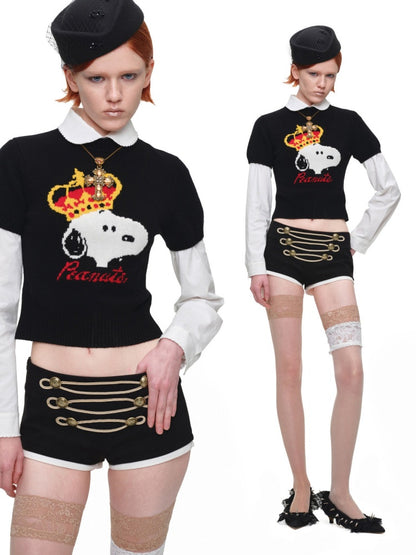 1JINN STUDIO x Snoopy Collaboration Jacquard Pullover Sweater Knitwear【s0000018643】