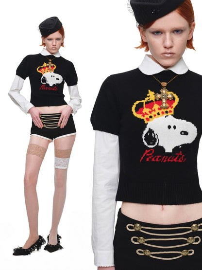 1JINN STUDIO x Snoopy Collaboration Jacquard Pullover Sweater Knitwear【s0000018643】