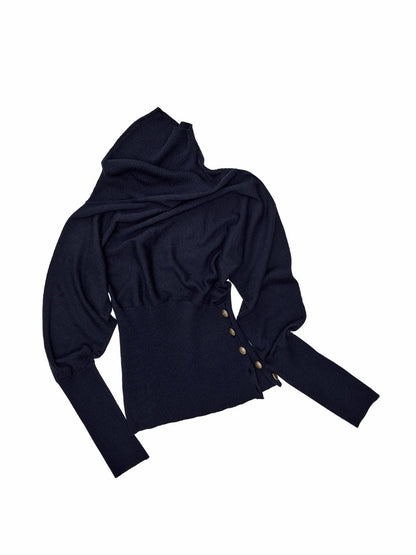 Acetate Cashmere Turtleneck Bat-Sleeve Knit Top【s0000018645】