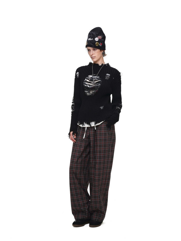 Letter Heart-Shaped Lazy High-End Ripped Pullover Sweater【s0000018646】