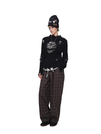 Letter Heart-Shaped Lazy High-End Ripped Pullover Sweater【s0000018646】