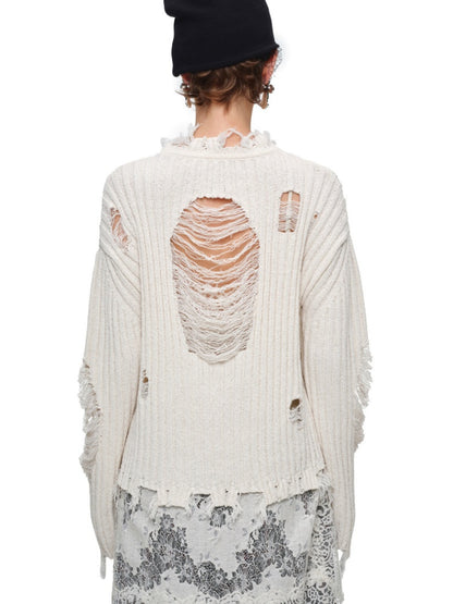Letter Heart-Shaped Lazy High-End Ripped Pullover Sweater【s0000018646】