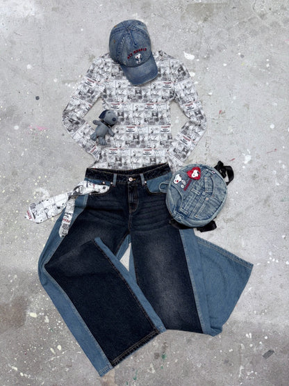 1JINN STUDIO x Snoopy Collaboration Vintage Newspaper Full-Print Base Shirt【s0000018647】