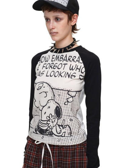 1JINN STUDIO x Snoopy Collaboration Comic Raglan Sleeve Long-Sleeve T-Shirt【s0000018648】