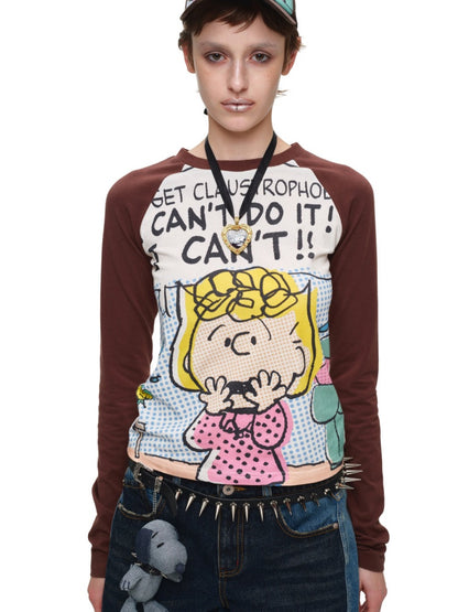 1JINN STUDIO x Snoopy Collaboration Comic Raglan Sleeve Long-Sleeve T-Shirt【s0000018648】