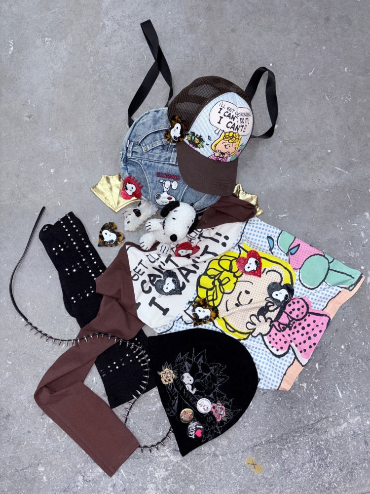 1JINN STUDIO x Snoopy Collaboration Comic Raglan Sleeve Long-Sleeve T-Shirt【s0000018648】