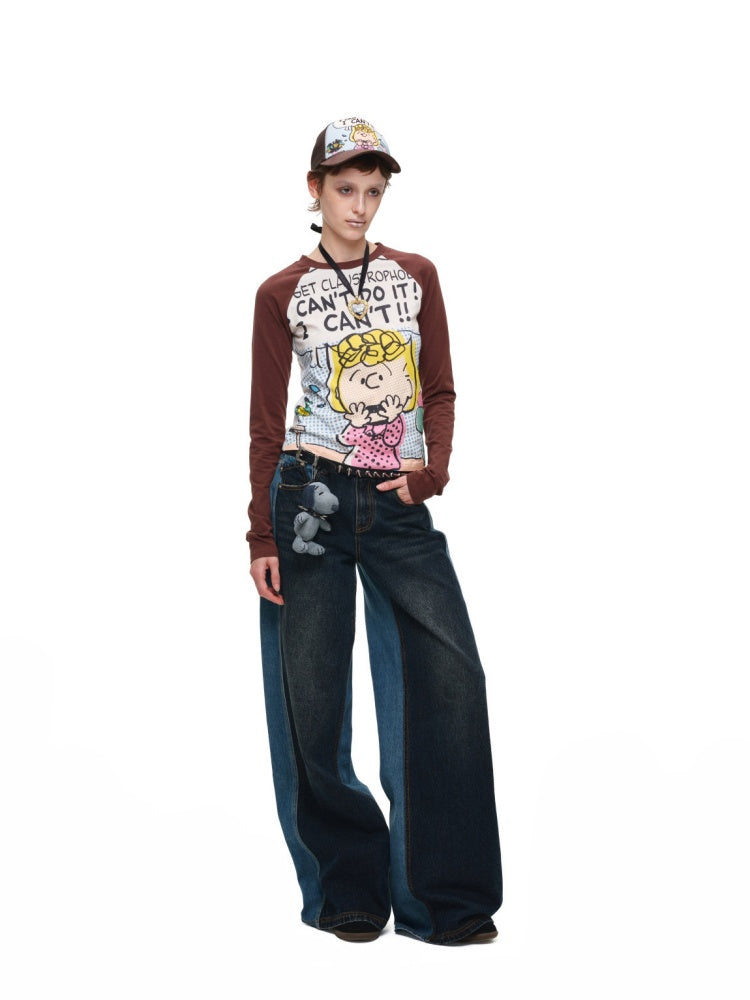 1JINN STUDIO x Snoopy Collaboration Comic Raglan Sleeve Long-Sleeve T-Shirt【s0000018648】