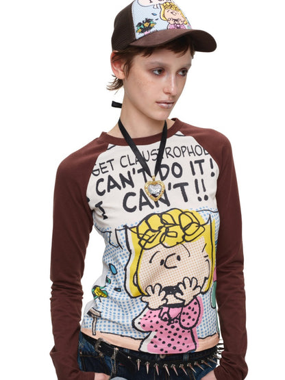 1JINN STUDIO x Snoopy Collaboration Comic Raglan Sleeve Long-Sleeve T-Shirt【s0000018648】