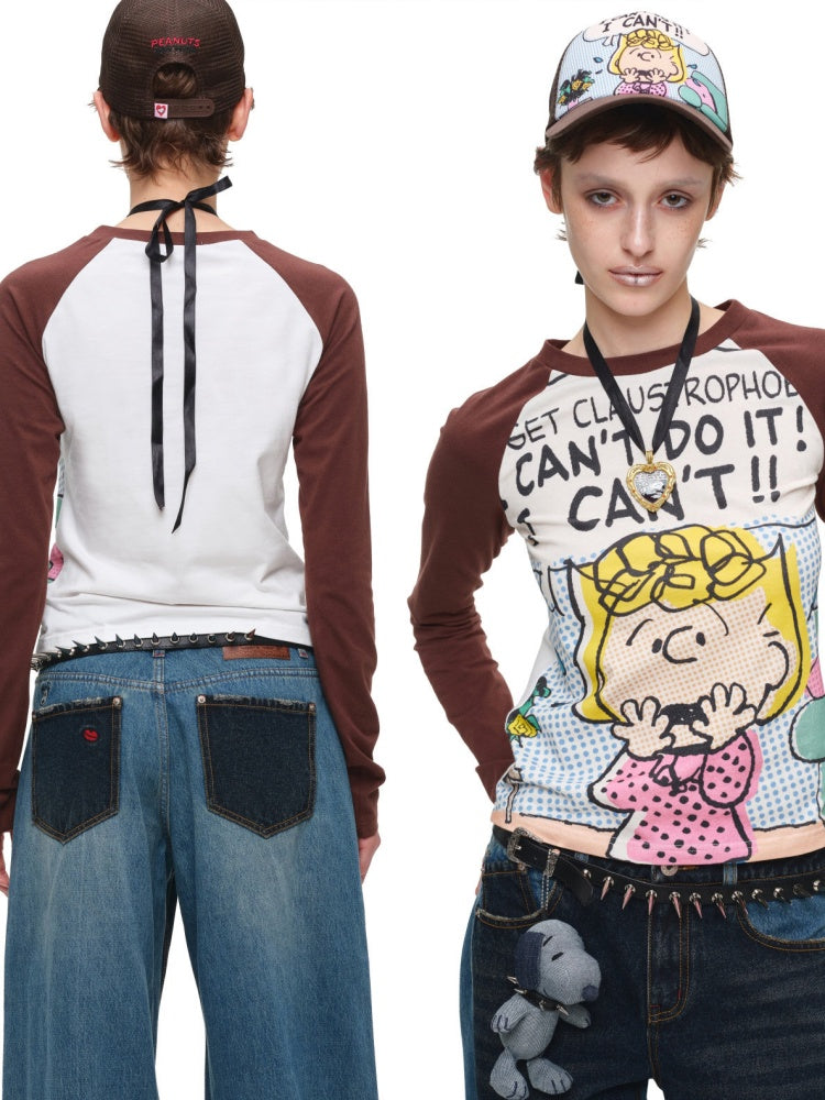 1JINN STUDIO x Snoopy Collaboration Comic Raglan Sleeve Long-Sleeve T-Shirt【s0000018648】