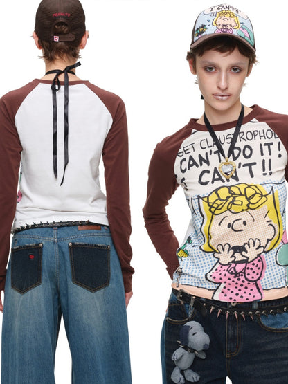 1JINN STUDIO x Snoopy Collaboration Comic Raglan Sleeve Long-Sleeve T-Shirt【s0000018648】