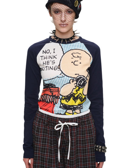 1JINN STUDIO x Snoopy Collaboration Comic Raglan Sleeve Long-Sleeve T-Shirt【s0000018648】