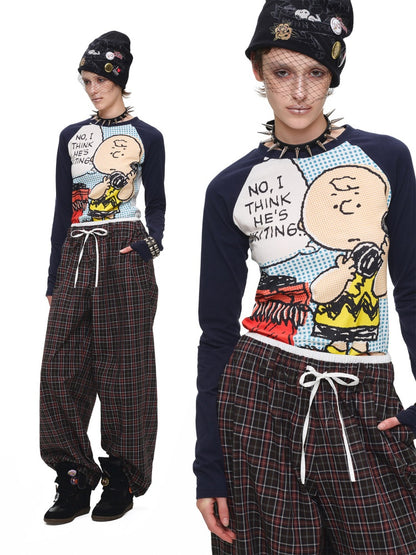 1JINN STUDIO x Snoopy Collaboration Comic Raglan Sleeve Long-Sleeve T-Shirt【s0000018648】