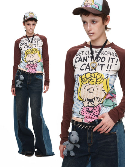 1JINN STUDIO x Snoopy Collaboration Comic Raglan Sleeve Long-Sleeve T-Shirt【s0000018648】
