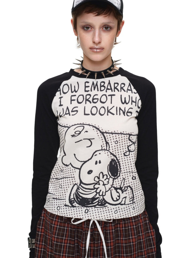 1JINN STUDIO x Snoopy Collaboration Comic Raglan Sleeve Long-Sleeve T-Shirt【s0000018648】