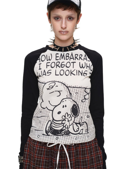 1JINN STUDIO x Snoopy Collaboration Comic Raglan Sleeve Long-Sleeve T-Shirt【s0000018648】