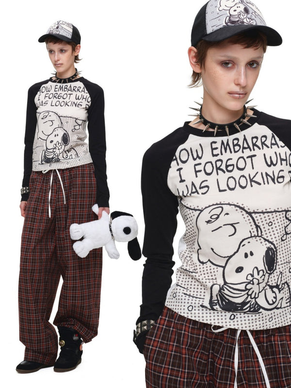 1JINN STUDIO x Snoopy Collaboration Comic Raglan Sleeve Long-Sleeve T-Shirt【s0000018648】