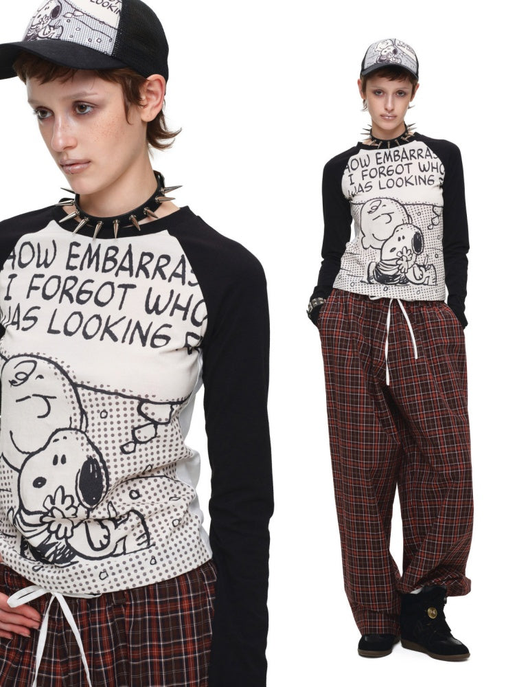1JINN STUDIO x Snoopy Collaboration Comic Raglan Sleeve Long-Sleeve T-Shirt【s0000018648】