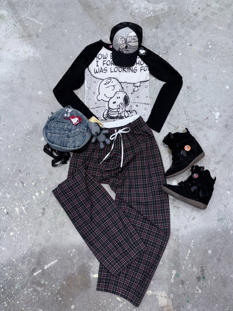 1JINN STUDIO x Snoopy Collaboration Comic Raglan Sleeve Long-Sleeve T-Shirt【s0000018648】