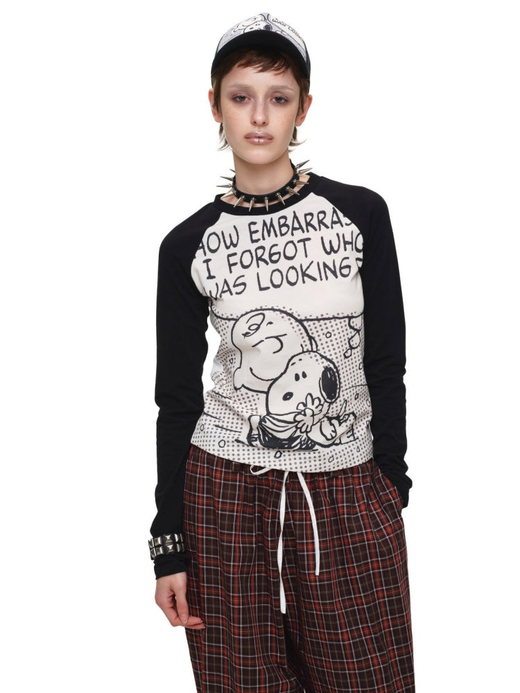 1JINN STUDIO x Snoopy Collaboration Comic Raglan Sleeve Long-Sleeve T-Shirt【s0000018648】