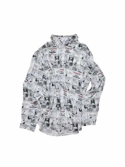 1JINN STUDIO x Snoopy Collaboration Vintage Newspaper Loose Shirt【s0000018650】