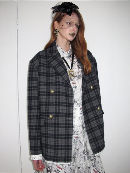 1JINN STUDIO x Snoopy Collaboration Vintage Newspaper Loose Shirt【s0000018650】